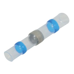 Lot de cosses bleues à jonction bout à bout thermorétractables à souder.
Idéal pour les environnements humides.
La chaleur fait fondre:
-l'étain pour connecter les fils
-le tube pour isoler les fils
-la colle pour l'étanchéité

Diamètre : 4,5mm
Section câble: 1,5 à 2,5mm²

Température mini de rétreint: 60°
Rétreint 2:1
Matière polyoléfine transparent.
1 anneau étain et 2 anneaux de colle.
Etammage automatique
Etanche IP 67
Température d'utilisation: de -55° à +125°