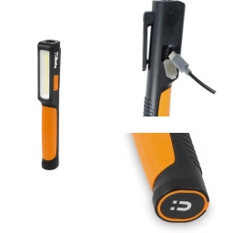 Lampe stylo LED rechargeable
-Double émission lumineuse : principale et spot
-3 intensités lumineuses :
LED COB principale 350 et 175 lumens
spot : LED CMS 120 lumens
-Batterie rechargeable : Li-Ion 3,7 V, 1600 mAh
-Temps de charge : 2,5h
-Autonomie de la batterie :
Lampe principale : 6/3h
Spot : 6h
-Base magnétique
-Clip ceinture/poche magnétique
-IP65
-IK07
-Câble USB-C inclus