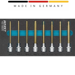 Module douilles mâles 6 pans et torx longues TIN - 8 pièces Hazet
Made In Germany
Entraînement : Carré creux 12,5 mm (1/2 pouce)
Sortie : Profil à 6 pans intérieurs, Profil TORX® intérieur
Dimensions / longueur : 342 mm x 172 mm
Mâle 6 pans : 5-6-8-10mm
Torx : T30-T40-T45-T50