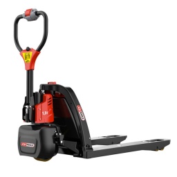 Pour la mantuention de charges jusqu'à 1,5 tonnes
Déplacement et levée électriques pour un travail facilité et une réduction des troubles musculo-squelettiques
Châssis robuste doté d'une très bonne maniabilité
Large bouton de commande ergonomique actionnable via la paume de la main
Réduit l'effort et les tensions sur sur les mains et convient aussi bien aux gauchers qu'aux droitiers
Frein électromégnétique permettant l'arrêt en pente légère
Roue avant directionnelle protégée par un carénage