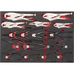 Module pinces etaux et circlips
- 12 pinces circlips
- 5 pinces etaux
- Dimension 563x393mm