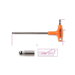 Clé mâle 6 pans tête sphérique à poignée en t haute performance 2.5mm - long 153mm - qualité premium beta depuis 1939