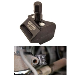 Outil d’écartement pour jambes de force
Pour écarter rapidement les brides des jambes de force
Est nécessaire pour retirer le bras de suspension lorsqu'il est bloqué
Montage/démontage facilités et sans dommages sur les bras de suspension
Fixation optimale, sans risque de déraper
Réversible : 1 coté droit, 1 coté concave
Entraînement 6 pans extérieur de 10 mm
Couple de serrage max Nm :25 Nm
Diamètre intérieur en mm :30 mm
Ouverture en mm :5-14 mm
Vis de force mm :M10x1,5 mm
Poids :250 g
Entraînement 6 pans extérieur en mm :10 mm