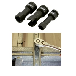 Douilles longues à carré de 1/2" pour rails en U - 3 pièces
Jeu de 3 pièces de douilles longues à carré de 1/2", conçu pour être utilisé avec les rails de type Unistrut.
Ces douilles à paroi mince présentent deux côtés plats, ce qui leur permet de s'insérer parfaitement dans le rail fendu de l'armature métallique.
Idéales pour les tâches répétitives et les installations, elles sont adaptées à une utilisation par les constructeurs, les ouvriers du bâtiment, les électriciens, les plombiers, les installateurs de plafonds et les ingénieurs CVC. Des pièces individuelles reconnues désormais réunies dans un ensemble pratique.
Douilles longues pour boulons de fixation de rails de type Unistrut.
Tailles : 13, 17 et 19 mm à 6 pans x carré de 1/2" ; longueur : 72 mm. Douille longue adaptée à la longueur du goujon et à la profondeur du rail.
En chrome-molybdène à fini phosphate noir.
Douille pour accès difficile, idéale pour travailler sur les rails fendus et les charpentes métalliques.
Toutes les tailles sont disponibles individuellement, voir les références Laser 7699 (17 mm), 8019 (19 mm) et 8695 (13 mm).