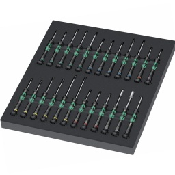2050 Micro 1x PH 000x40 1) 2); 1x PH 00x40 1) 2);1x PH 0x40 3)
2067 TORX® HF 1x TX 5x40; 1x TX 6x40; 1x TX 7x60; 1x TX 8x60; 1x TX 10x60
2067 TORX
PLUS® IPR
Micro 1x 1 IPRx40 4)
2072 Micro 1x mx40
2054 Micro 1x 0,7x40; 1x 0,9x40; 1x 1,3x40; 1x 1,5x60; 1x 2x60
2035 Micro 1x 0,23x1,5x40; 1x 0,30x1,8x60;1x 0,35x2,5x40; 1x 0,40x2,0x60;1x 0,40x2,5x80; 1x 0,50x3,0x80
2069 Micro 1x 4,0x60; 1x 5,5x60
1429 1x 1,0x3,5x50
Module 344x392mm