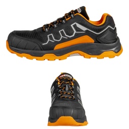 Chaussures de sécurité isolantes noires et oranges
Chaussures de sécurité conformes à la norme CAN / CSA Z195 - 09 pour une isolation électrique en milieu sec
Conformes aux normes EN ISO 20345:2022 et 22568:2021
Catégorie SB : embout de protection avec résistance à 200 joules et 1500 daN
Catégorie Ci : isolation de la semelle contre le froid
Catégorie WPA : résistance de la tige à la pénétration et l'absorption d'eau
Catégorie SR : résistance aux glissements
Catégorie HRO : semelle résistante à la chaleur jusqu'à 300°C
Catégorie PS : résistance à la perforation
Semelle extérieure crantée
Dessus : TPU haute densité et tissu mesh polyester
Semelle intérieure amovible : caoutchouc et tissu polyester
Semelle extérieure : caoutchouc EVA/RB
Éléments réfléchissants
Lacets ronds en textile orange et noir