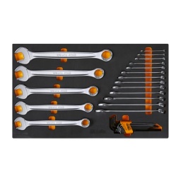 Composition
Clés mixtes 1/4 - 9/32 - 5/16 - 3/8 - 7/16 - 1/2 - 9/16 - 19/32 - 5/8 - 11/16 - 3/4 - 13/16 - 7/8 - 15/16 - 1 - 1.1/16 - 1.1/8 - 1.1/4
Cles allen : 1/16 - 3/32 - 1/8 - 5/32 - 3/16 - 7/32 - 1/4 - 5/16 - 3/8