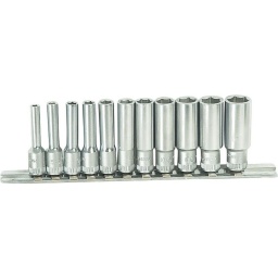 11 douilles 1/4 série longue 
Garantie totale Drakkar
6 pans - chrome vanadium
Sur support métallique de 190mm de longueur
présentation: blister 

Composition:4 - 5 -5,5 -6 -7 -8 -9 -10 -11 -12 -13mm lonhueur 50mm