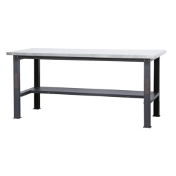 Etabli simple d'une longueur de 2,1m avec plan de travail en MDF revêtu d'acier inoxydable
Principales caractéristiques :
- Plan de travail (2100 x 750 mm), en MDF revêtu d'acier inoxydable d'une épaisseur de 38 mm
- Structure en acier avec 4 pieds
- Prédisposition pour l'installation d'un étau (1599F/150 ou 1599GI/150, vendus séparément)
- Demi-étagère inférieure de rangement, 1788x335 mm ; épaisseur : 40 mm
- Prévu pour la fixation au sol
- Capacité de charge statique : 1000 kg uniformément répartis
Les accessoires suivants pouvant y être associés :
- Panneau latéral perforé C58PFL
- Bord antichute, 2100 mm, C58BAC 1,7
- 93 kg
2.100x750x904 mm