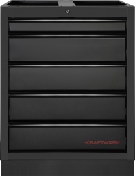 Votre compagnon fiable dans l'atelier : KRAFTWERK MOBILIO BLACK Meuble bas avec 5 tiroirs
Le meuble bas KRAFTWERK MOBILIO avec 5 tiroirs est plus qu'un simple meuble de rangement pour votre atelier.
Il constitue la base solide de votre établi et assure stabilité et flexibilité grâce à ses tiroirs à roulements à billes et sa construction autoportante.
Que vous travailliez déjà avec des outils KRAFTWERK ou que vous souhaitiez réorganiser votre atelier, ce meuble bas s'adapte parfaitement à vos besoins.
Espace pour tous vos outils
Avec un total de cinq tiroirs, dont quatre de 138 mm de hauteur et un plus petit de 58 mm, le meuble bas offre suffisamment d'espace de rangement pour tout ce dont vous avez besoin dans votre atelier.
Grâce à l'extraction totale, vous pouvez tirer complètement les tiroirs et avoir toujours une vue d'ensemble de vos outils.
Chaque tiroir peut également être verrouillé individuellement, ce qui ajoute une sécurité supplémentaire pour le stockage d'outils de qualité.
Combinable et extensible
Un autre avantage du meuble bas KRAFTWERK MOBILIO est sa combinaison flexible.
Il peut être facilement complété par des plans de travail en multiplex de hêtre ou en acier inoxydable 430, transformant ainsi votre meuble en un établi complet.
De plus, il est compatible avec tous les inserts d'outils KRAFTWERK, vous permettant d'organiser encore mieux vos outils. Votre espace de travail devient ainsi non seulement plus grand, mais aussi plus fonctionnel.
Stabilité et design en parfaite harmonie
Le meuble bas arrive préassemblé chez vous, vous permettant de commencer immédiatement. Avec son boîtier robuste en noir, il convainc également sur le plan visuel et s'intègre dans n'importe quel atelier.
La combinaison d'une construction autoportante stable et d'un design bien pensé en fait un compagnon indispensable dans votre environnement de travail.
Dimensions : L 680 x H 910 x P 458 mm
Avec le meuble bas KRAFTWERK MOBILIO BLACK, vous êtes parfaitement équipé, quelle que soit la taille de votre projet.