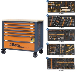Servante mobile RSC24AXLP/7-O
7 tiroirs 588 x 367 mm montés sur glissières à billes de précision.
5 tiroirs d’une hauteur de 70 mm
1 tiroir d’une hauteur de 140 mm
1 tiroir d’une hauteur de 210 mm
Composition :
MS81 : Module tournevis 35 pièces
MS82 : Module clés mixtes, fourches, cliquets 45 pièces
MS83 : Module douilles 1/2 97 pièces
MS84 : Module douille 1/4 et 3/8 cle allen en T
MS87 :Module martellerie et pinces