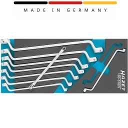 Module 9 clés polygonales contre coudées série 630 Hazet
Composition : 6x7-8x9-10x11-12x13-14x15-16x17-18x19-20x22-21x23mm
Garniture en mousse souple bimatière « Safety-Insert-System ». Garniture également appropriée aux servantes d'atelier HAZET Assistent
Made In Germany
Sortie : Profil à 12 pans extérieurs
Taille: ∙ 6 – 23
Dimensions / longueur : 392 mm x 172 mm