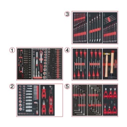 Composition d'outils 5 tiroirs pour servante ks tools
- empreinte des outils découpee au laser
- résistant aux huiles et produits chimiques
- mousse imputrescible