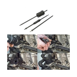 Kit pour l'extraction de la partie finale de l'electrode impossible a retirer en cas de rupture ou de grippage a l'intérieur du siège de la bougie mm ou m9. ce kit. facile d'utilisation. permet de reduire considerablement le temps de travail ainsi que le cout de l'intervention.
composition : - tige d'extraction mm avec écrou monte - sa3762 : taraud mm avec rallonge montee - masse à inertie d'extraction des bougies m8-mm - sa3761 : foret dia2.5 avec rallonge montee - guide des bougies m8x1 - guide des bougies m9x1
option : perceuse d'angle réversible op1218
percage a l'aveugle grace au guide