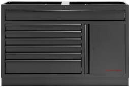 MOBILIO Armoire d'atelier large, 7 tiroirs et armoire
armoire et tiroirs verrouillables
7 tiroirs sur roulements à billes avec extension totale
Tiroirs :
1 × L 1273 | H 114 | P 406 mm
5 × L 808 | H 74 | P 406 mm
1 × L 808 | H 153 | P 406 mm
Caisson livré prémonté