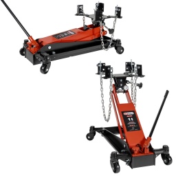 ric de fosse 1 t pour boîtes de vitesses avec support réglable
Idéalement adapté au montage et démontage de boîtes de vitesses
Plaque de fixation inclinable de gauche à droite (30°) et d'avant (60°) en arrière (15°)
Extra-bas pour un accès facilité à la boîte de vitesses
Sécurité et stabilité renforcées
Soupape de sécurité en cas de surcharge
Levier robuste en acier moulé manoeuvrable à 360°
Logement latéral pouvant servir à stocker des petites pièces
4 roues directionnelles en métal résistantes à l'huile et à l'acide
Dimensions de la plaque de fixation : L.220-350 mm x l.180-285 mm
Plus d’information
Charge maximale (kg) :1 000 kg
Code EAN : 3663389000794
Hauteur de levage maxi en mm :780,0 mm
Hauteur de levage mini en mm :210,0 mm
Largeur en mm :484,0 mm
Longueur totale en mm :900,0 mm
Matière : Métal
Nombre de roue(s) de direction :4
Type de pneumatique :Acier
Poids : 72,50 kg