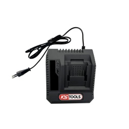 Chargeur rapide 18V 4A pour batteries 515.4702F et 515.4705F
Chargeur simple pour la charge d'1 seule batterie de la gamme d'outillage électroportatif KS Tools 515.47XX