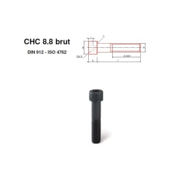 Vis CHC 8.8 brut DIN 912 - ISO 4762 de 3 à 22mm de diamètre